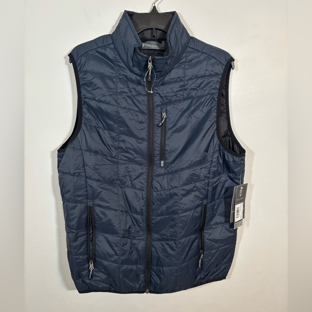 Free Country Quilted Insulated Puffer Vest Navy Men’s Large Lightweight Warm